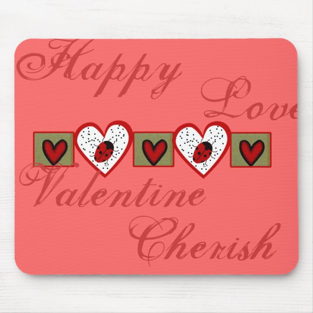 Cute Valentine Ladybugs Mouse Pad (Front)