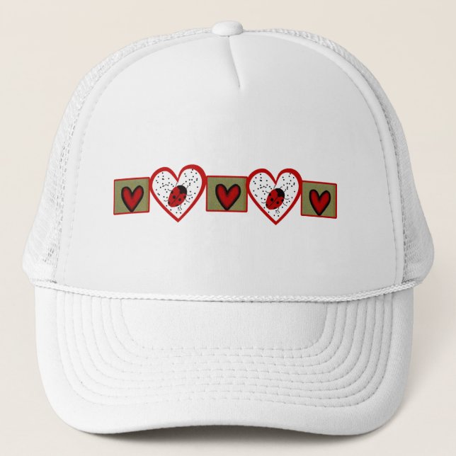 Cute Valentine Ladybugs Trucker Hat (Front)