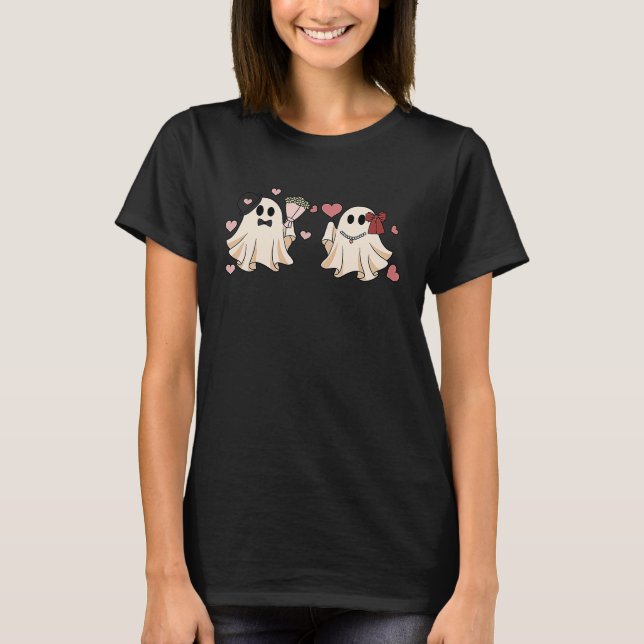 Cute Valentine Love Ghost  1 T-Shirt (Front)