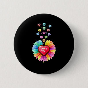 Cute Valentine Love Sunflower Hearts Candy For Gir 6 Cm Round Badge