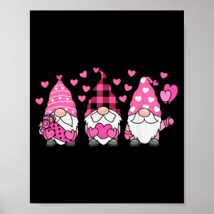 Cute Valentine Nordic Gnomes With Hearts And Plaid Poster