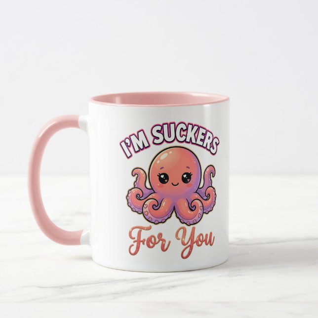 Cute Valentine Octopus – I’m Suckers for You Mug (Left)