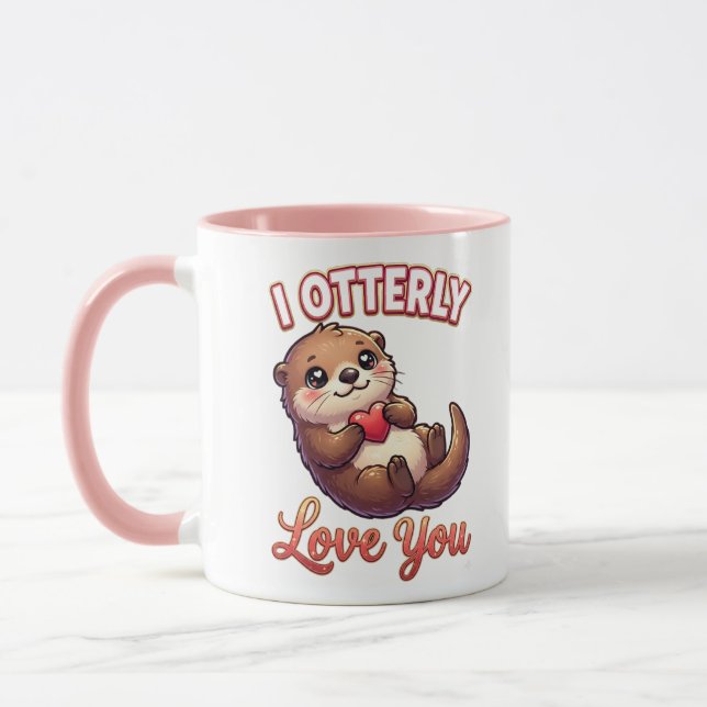 Cute Valentine Otter – I Otterly Love You Mug (Left)
