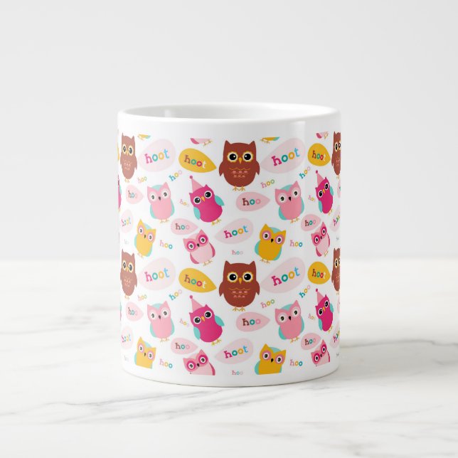 Cute Valentine Owls Large Coffee Mug (Front)