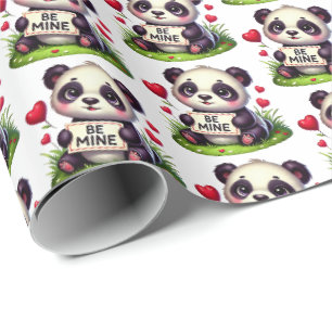 Cute Valentine Panda bear tiled pattern Wrapping Paper