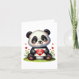 Cute Valentine Panda mine Holiday Card