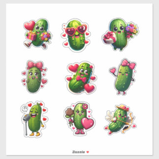Cute Valentine Pickle Sticker Sheet