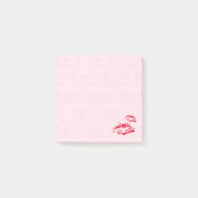 Cute Valentine Pink Red Lips Chic Post-It Notes (Front)