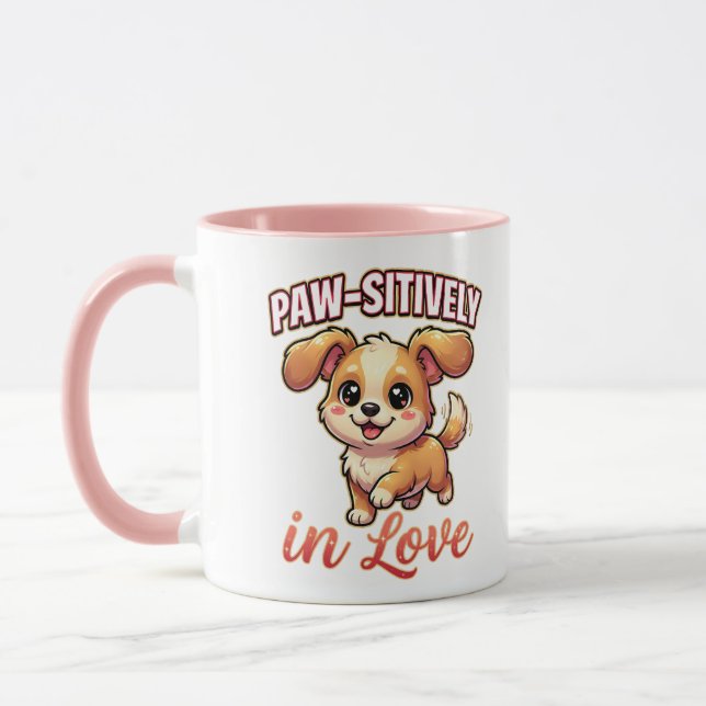 Cute Valentine Puppy – Paw-sitively in Love Mug (Left)