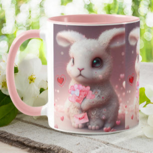 Cute Valentine Rabbit holding Mail Personalized Mug