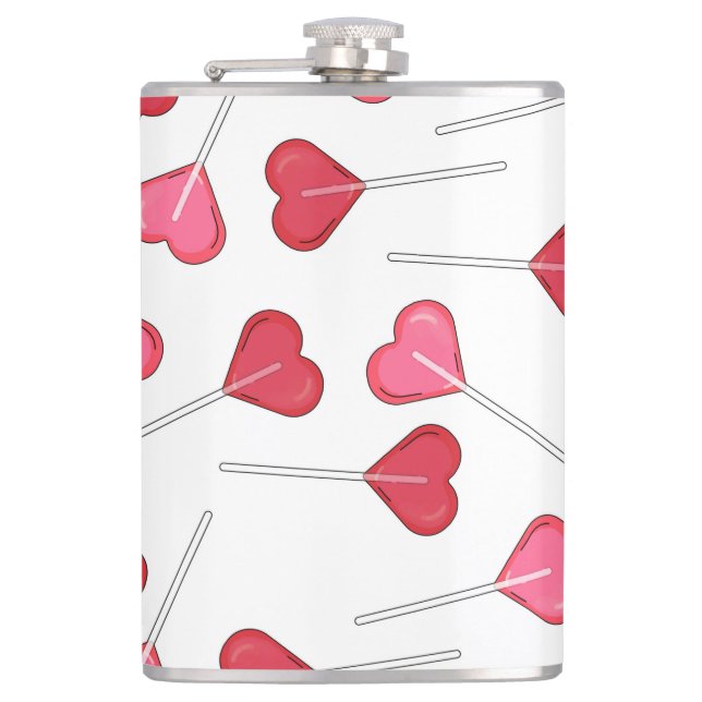 Cute Valentine Red Heart | Lollipop Pattern    Hip Flask (Front)