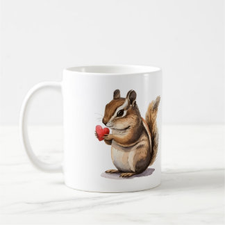 Cute Valentine’s Day Chipmunk Holding a Heart Coffee Mug