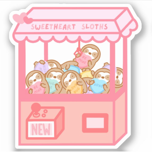 Cute Valentine’s Day Claw Machine Sloths (Front)