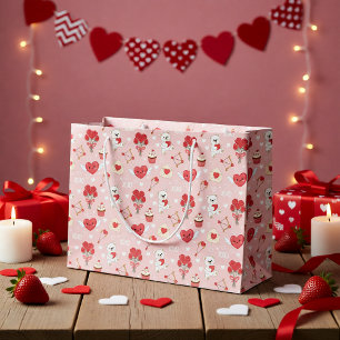 Cute Valentine’s Day Hearts, Flowers & Cupid Bows Large Gift Bag
