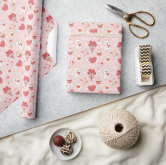 Cute Valentine’s Day Hearts, Flowers & Cupid Bows  Wrapping Paper