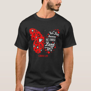 Cute Valentine S Day Women Girls Christian Butterf T-Shirt