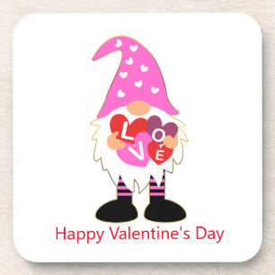 Cute Valentine’s Gnome Hard plastic coaster