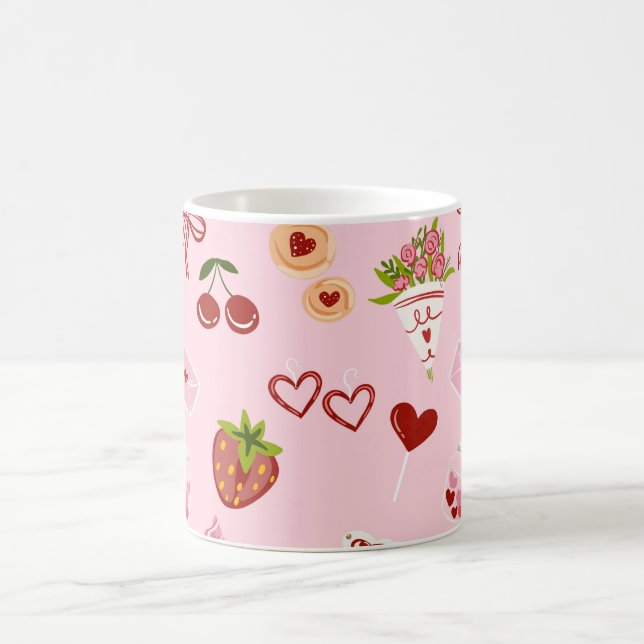 Cute Valentine Seamless Pattern – Hearts,  Coffee Mug (Center)