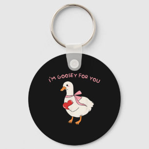 Cute Valentine Silly Goose Coquette Just A Lovely Key Ring