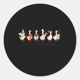 Cute Valentine Silly Goose Just A Love Goose Duck Classic Round Sticker
