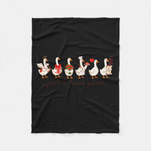 Cute Valentine Silly Goose Just A Love Goose Duck  Fleece Blanket