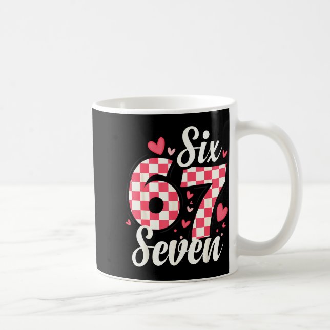 Cute Valentine Six Seven Checkerboard Love Nk Hear Coffee Mug (Right)
