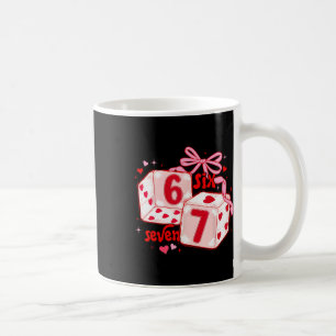 Cute Valentine Six Seven Dice Coquette Bow Hearts Coffee Mug