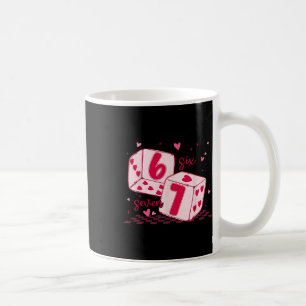 Cute Valentine Six Seven Dice Hearts Coquette Bow Coffee Mug