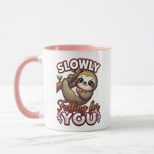 Cute Valentine Sloth – Slowly Falling for You Mug