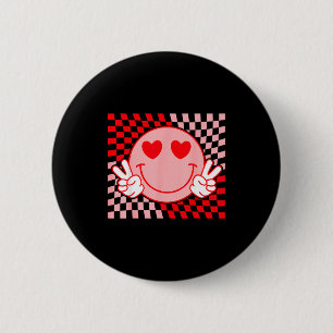Cute Valentine Smile Face Smiling Checkered Patter 6 Cm Round Badge