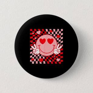 Cute Valentine Smile Face Smiling Checkered Patter 6 Cm Round Badge
