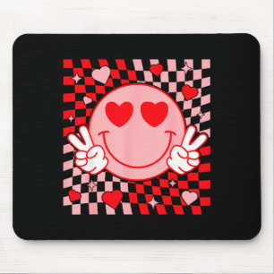 Cute Valentine Smile Face Smiling Checkered Patter Mouse Pad