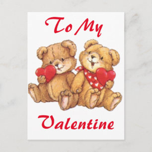 Cute Valentine Teddy Bear Couple 2 Holiday Postcard