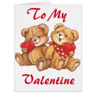 Cute Valentine Teddy Bear Couple Big Greeting Card