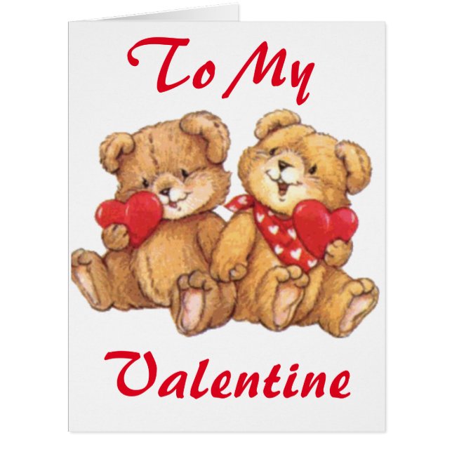 Cute Valentine Teddy Bear Couple Big Greeting Card (Front)