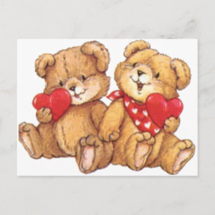 Cute Valentine Teddy Bear Couple Holiday Postcard