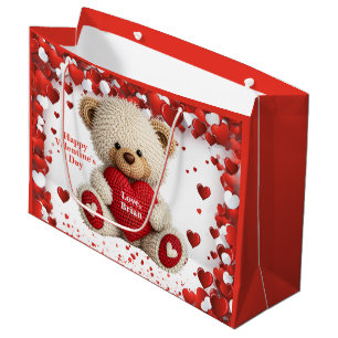 Cute Valentine Teddy Bear Large Gift Bag