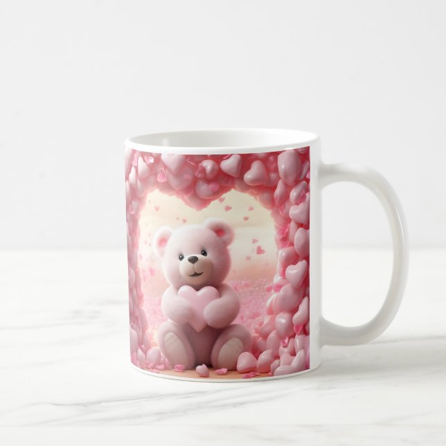 Cute Valentine Teddy Bear Mug Valentine's Day Mug (Right)