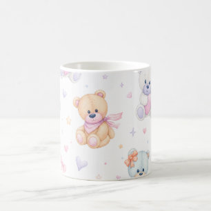 Cute Valentine Teddy Bear Seamless Pattern Coffee Mug