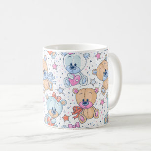 Cute Valentine Teddy Bear Seamless Pattern Coffee Mug