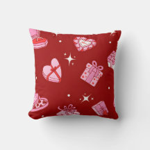 Cute Valentine Treats Pattern Throw Pillow