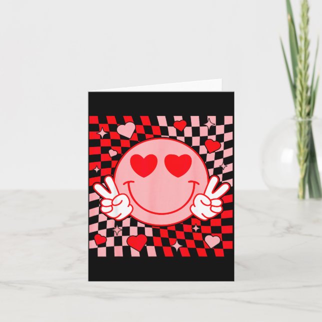 Cute Valentine Vibes Groovy Valentine Day Men Wome Card (Front)