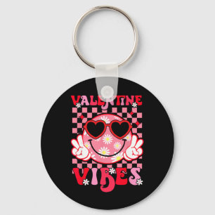 Cute Valentine Vibes Smile Face Valentines Day Gir Key Ring