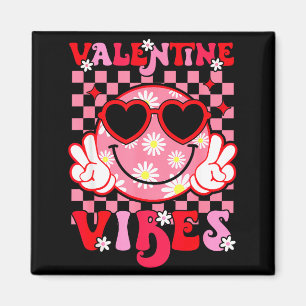 Cute Valentine Vibes Smile Face Valentines Day Gir Magnet