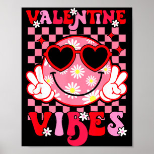 Cute Valentine Vibes Smile Face Valentines Day Gir Poster