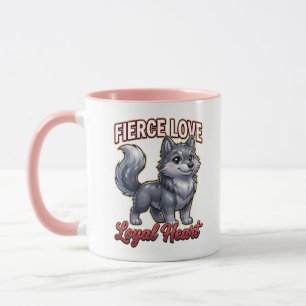 Cute Valentine Wolf – Fierce Love Loyal Heart Mug
