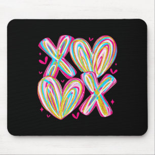 Cute Valentine Xoxo Brushstroke Hearts Hug Kisses Mouse Pad