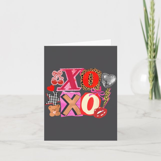 Cute Valentine Xoxo Funny Valentine Hearts Lover G Card (Front)