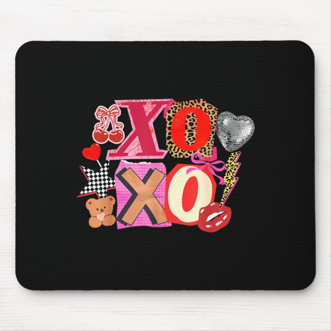Cute Valentine Xoxo Funny Valentine Hearts Lover G Mouse Pad (Front)