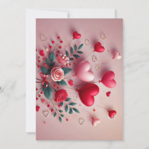 Cute Valentine's balloons & roses Holiday Card